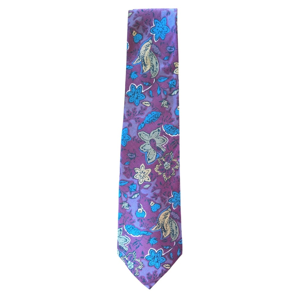 Charleston Tie Rack Mens Silk Tie Floral Botanical Pattern Made in Italy Wine
